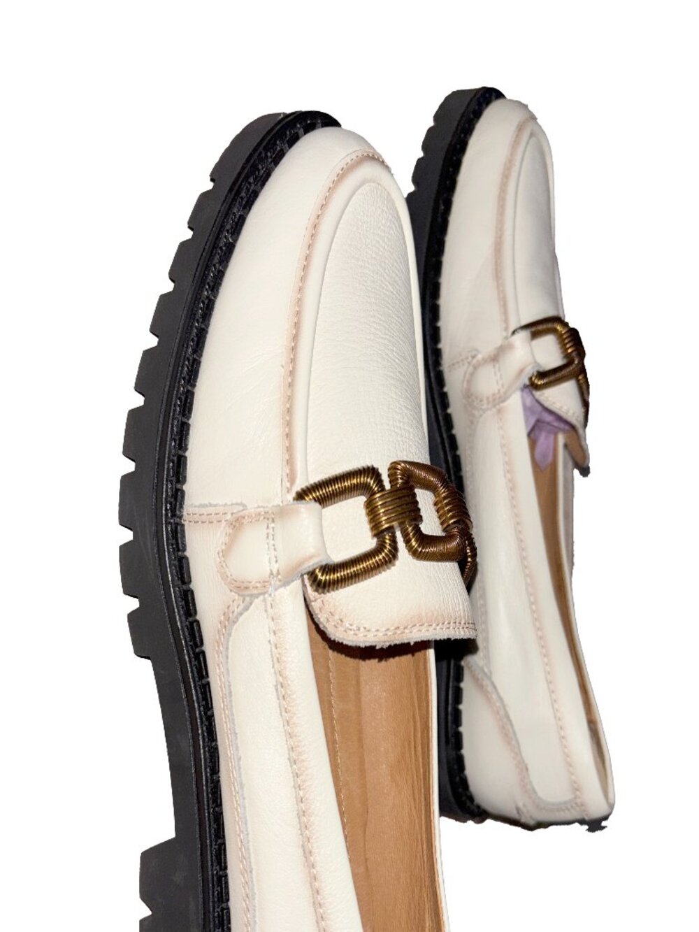Pikolinos Aviles Cream Leather Lug Sole Loafers EU 40 US 9.5/10 Chain